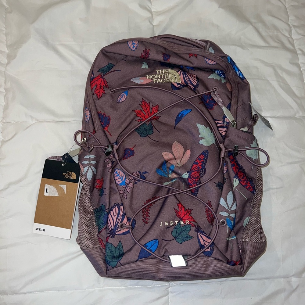 The North face jester girls womens backpack bookbag purple butterfly new 27L